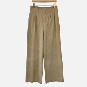 Nine West High Waist Wide Leg Pants Oatmeal Neutral Pleated Trousers